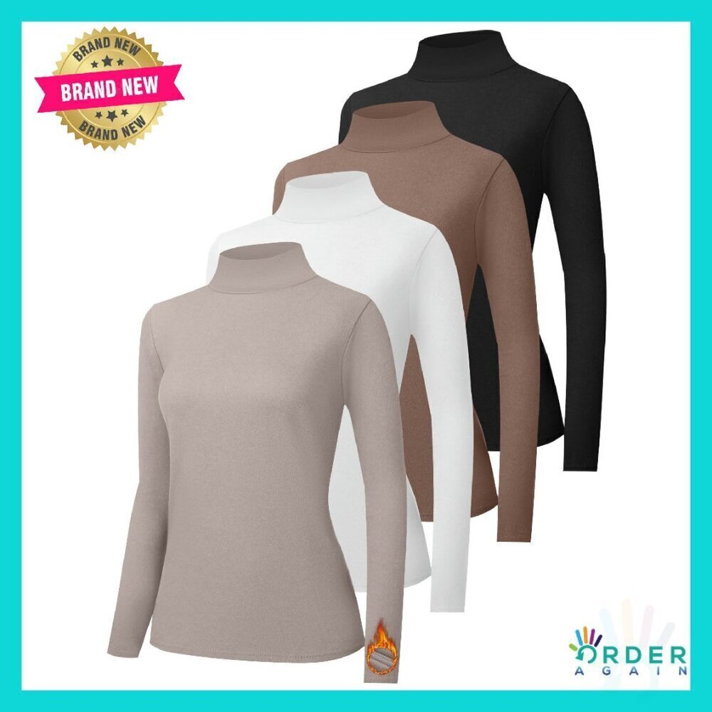 Fleece Lined Thermal Turtleneck Pullover Sweater Top Chic Minimal Classic
